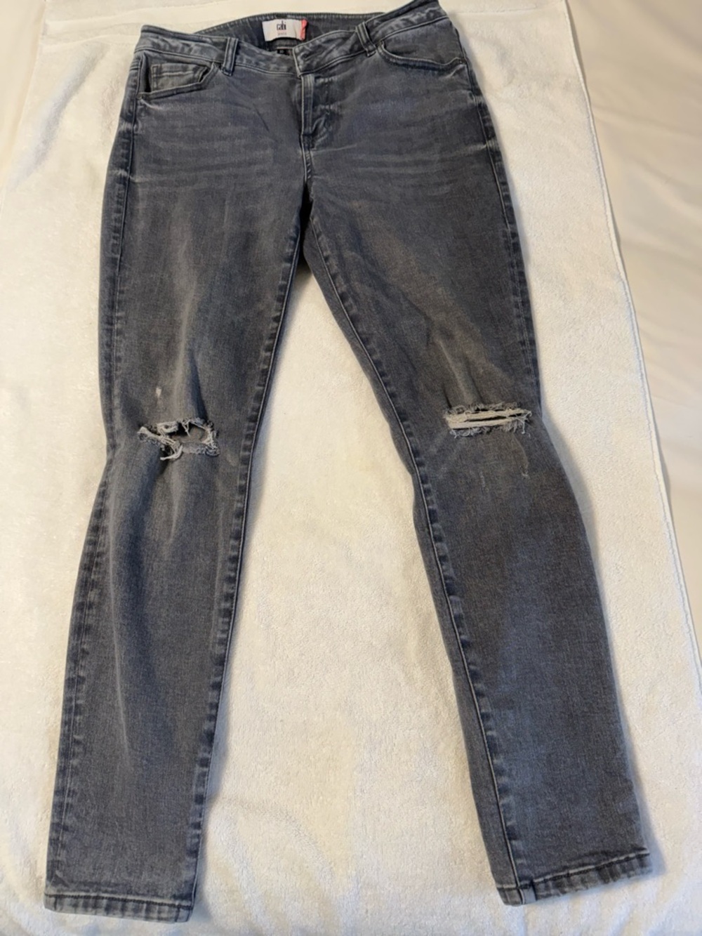 CAbi Grey Distressed Skinny Jeans